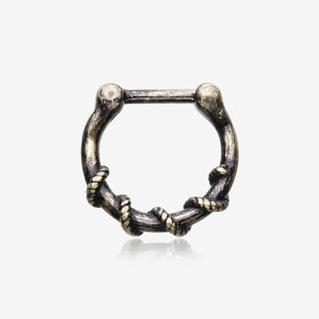 Vintage Rustica Lasca Septum Clicker Ring-Orange/Brown